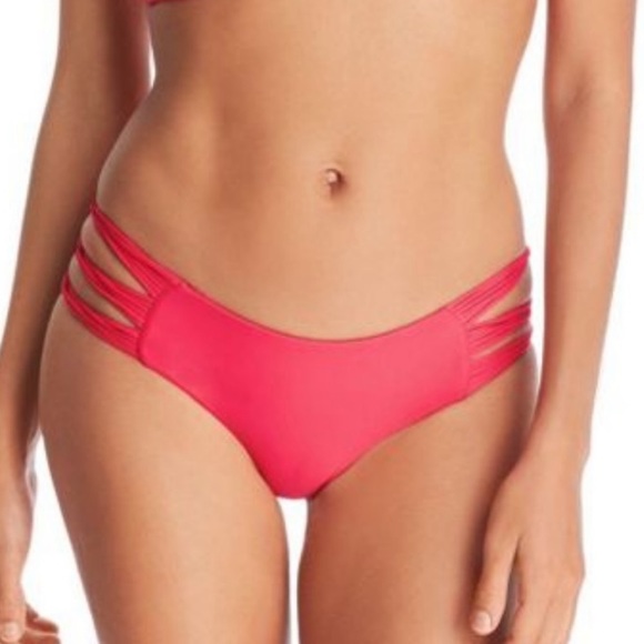 MIKOH VELZYLAND String Side Bikini Bottom in Pop Pink - Picture 2 of 2